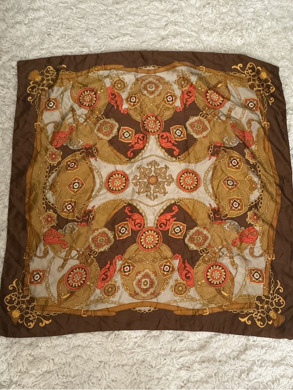 VINTAGE Jumbo Brown Gold Chain Link Scarf